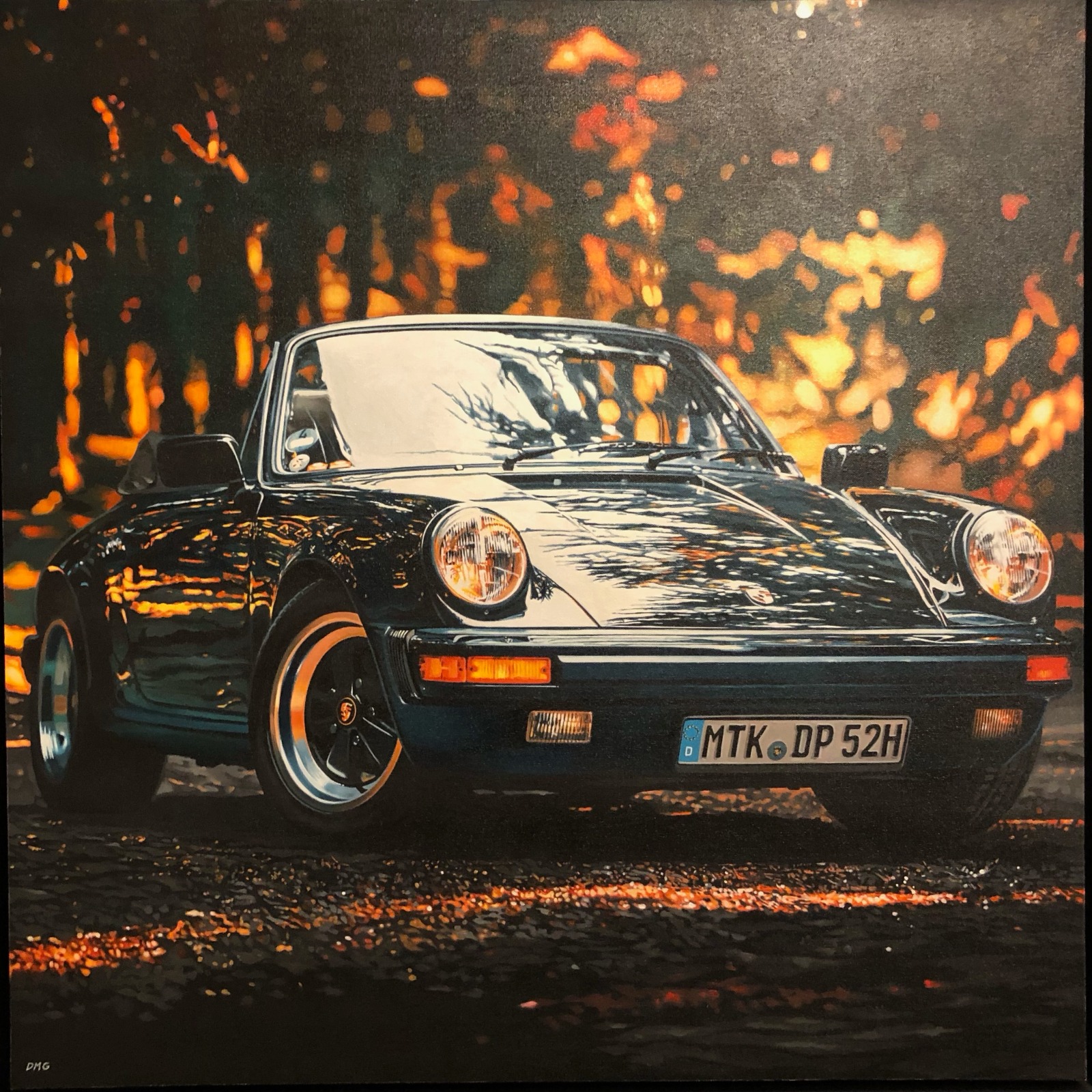 Fire Porsche Painting