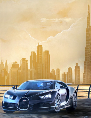 Bugatti Blue Chiron Painting